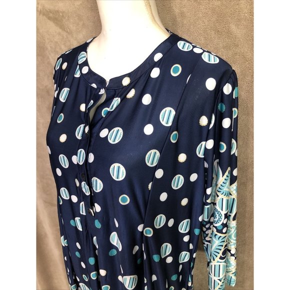 R & B Collection 1X Plus Dress 3/4 Sleeve Multicolor Blue With Pockets #390 - Picture 5 of 6